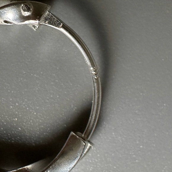 Sterling Silver Twisted Huggie Hoop Earrings 14mm - Picture 3 of 7